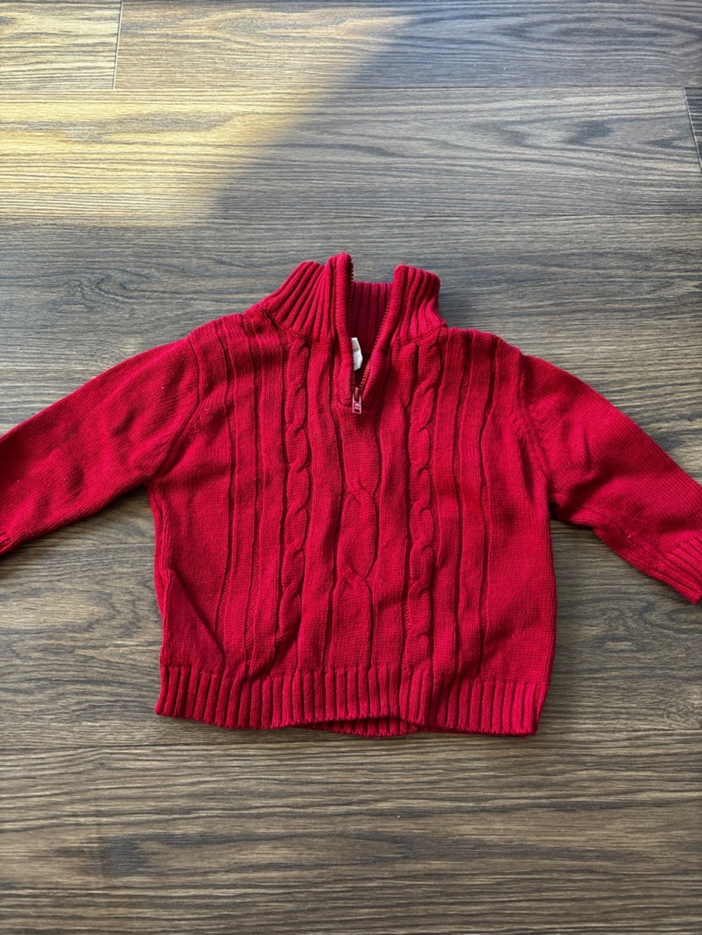 Starting Out Red Cable Knit Half-Zip Sweater